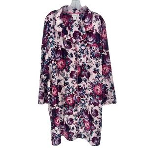 Jaclyn Smith Woman Floral Button Front Sleep Shirt Nightgown 3X